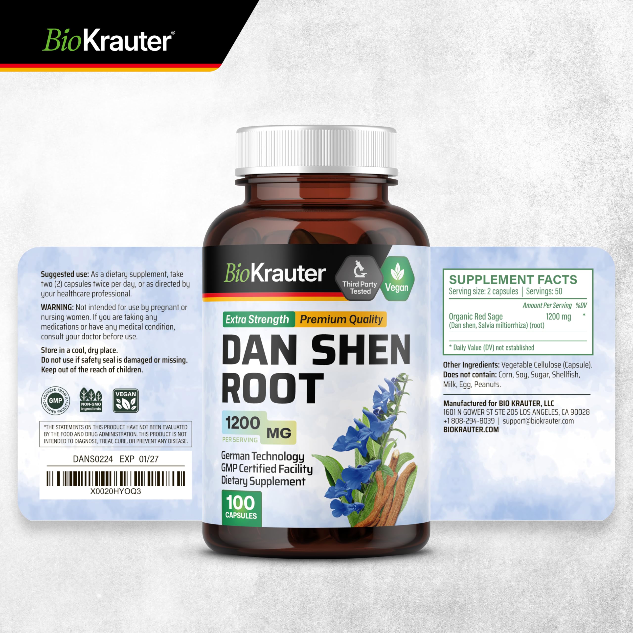 Colorful product display suggests reliable antioxidant properties of Dan Shen