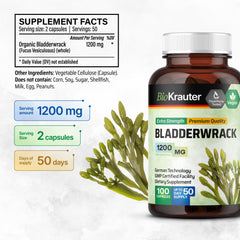 BIO KRAUTER bladderwrack powder capsules close up highlighting vegan formula