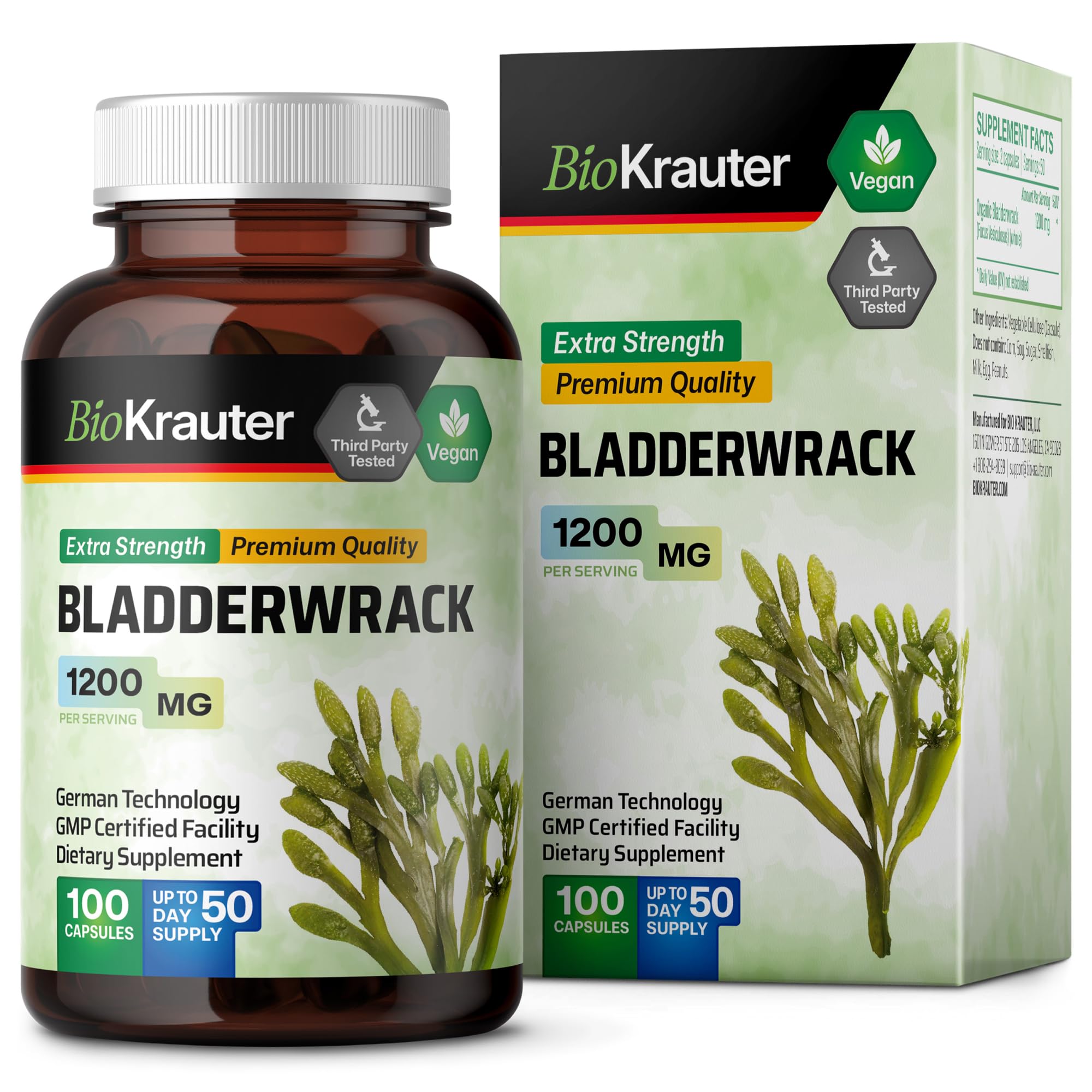 BIO KRAUTER bladderwrack vegan capsules emphasize pure bladderwrack extract