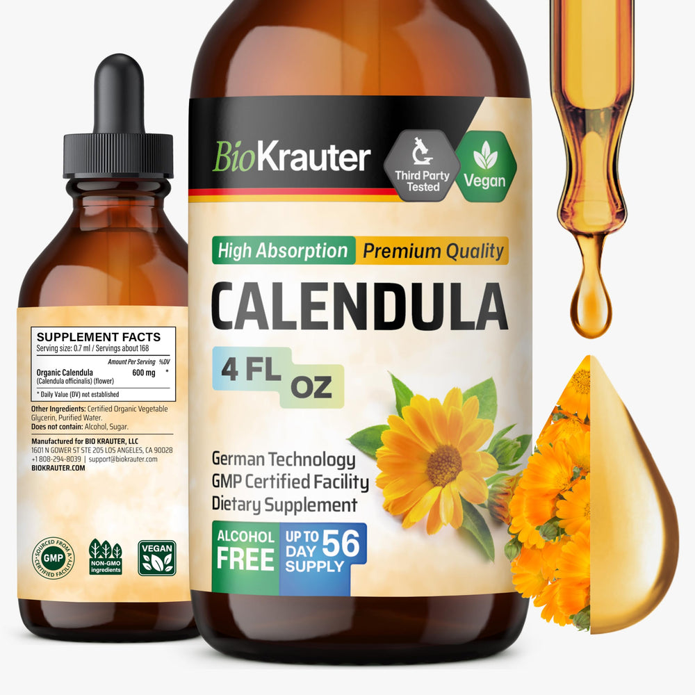 BIO KRAUTER Calendula extract bottle for gentle, alcohol-free immune support.