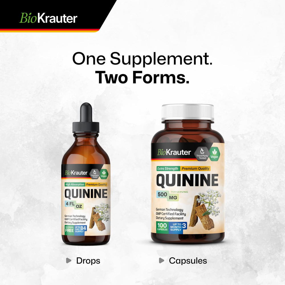 Bio Krauter capsules with water for convenient intake.