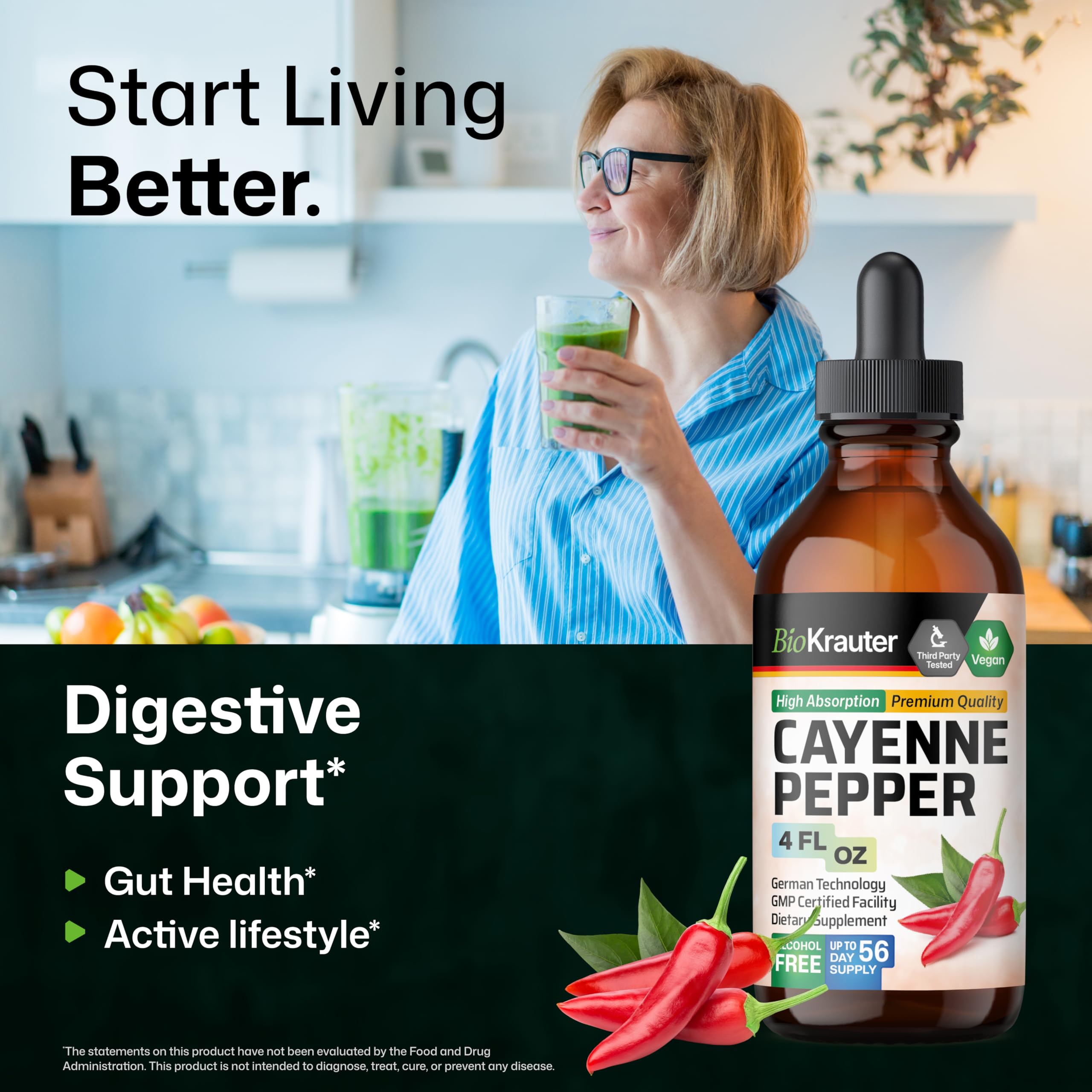 BIO KRAUTER Cayenne Drops glycerin base offers smooth taste.