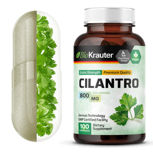 BIO KRAUTER Cilantro Capsules bottle front, convenient antioxidant support.