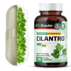BIO KRAUTER Cilantro Capsules bottle front, convenient antioxidant support.