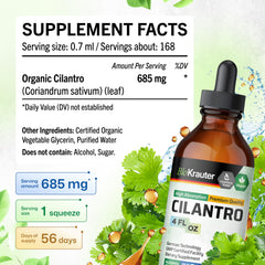 BIO KRAUTER cilantro tincture label showing clean ingredients