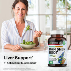 Closeup of Dan Shen root capsules highlighting natural antioxidant formula
