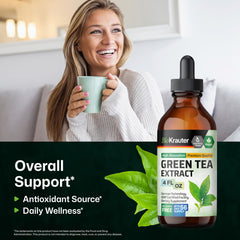 BIO KRAUTER Green Tea Extract label closeup showing alcohol-free formula.