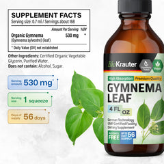 Close-up of BIO KRAUTER Gymnema Sylvestre dropper and bottle