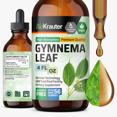BIO KRAUTER Gymnema Sylvestre liquid bottle on kitchen counter for daily use