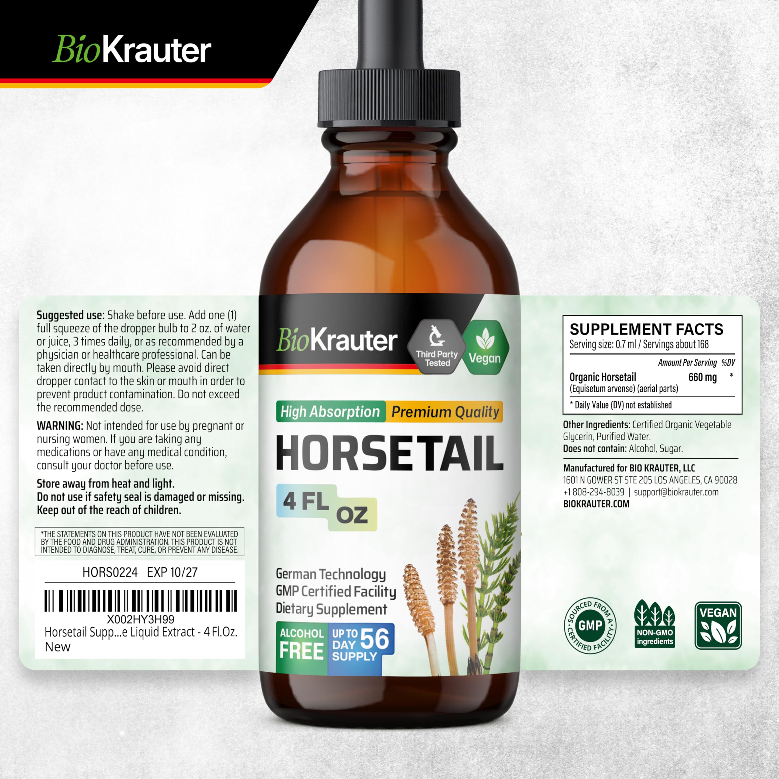 Silica-focused horsetail drops ideal for beauty routines.