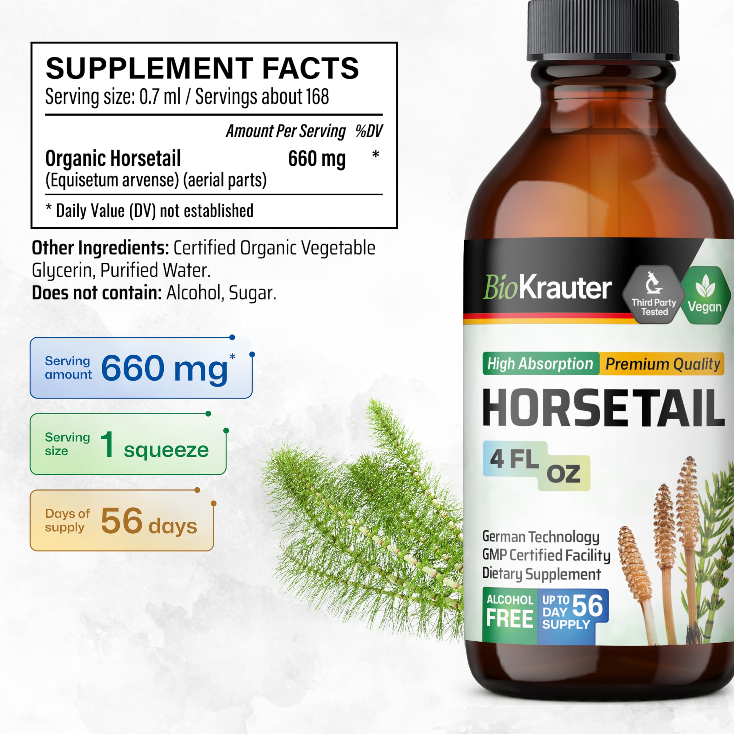 Close-up of horsetail drops and water showing simple mixing for your hydration ritual.