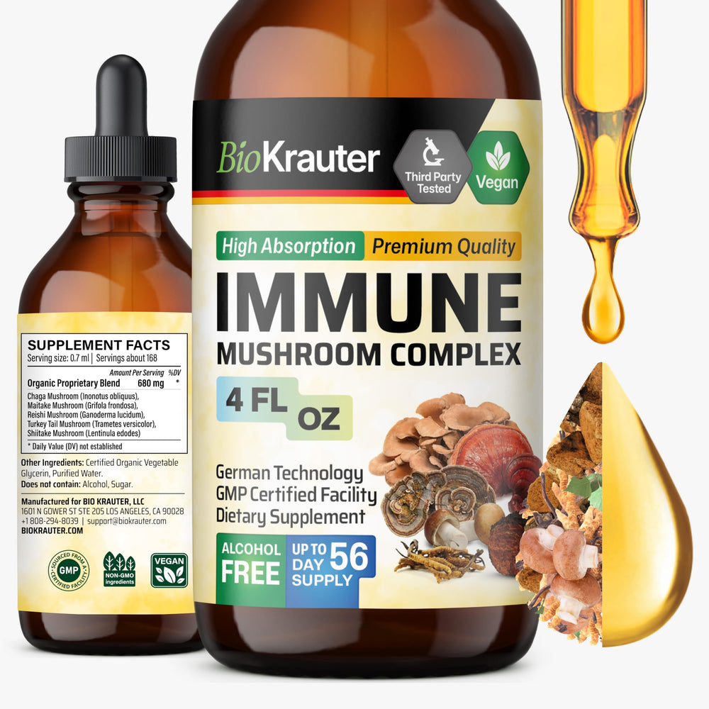 BIO KRAUTER immune-support bottle pour for easy daily use.