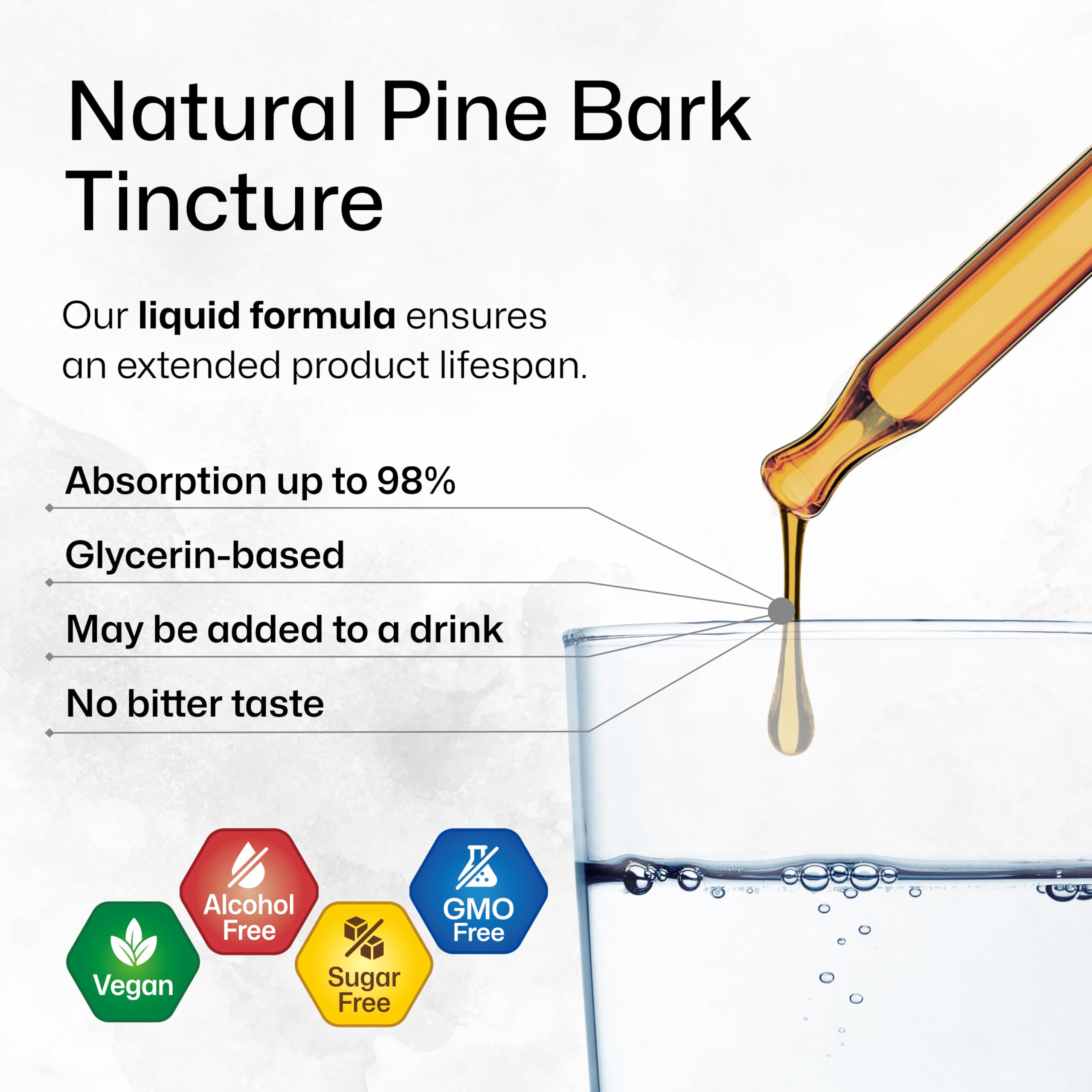 BIO KRAUTER Liquid Pine Bark Drops show vegan, alcohol-free formula.