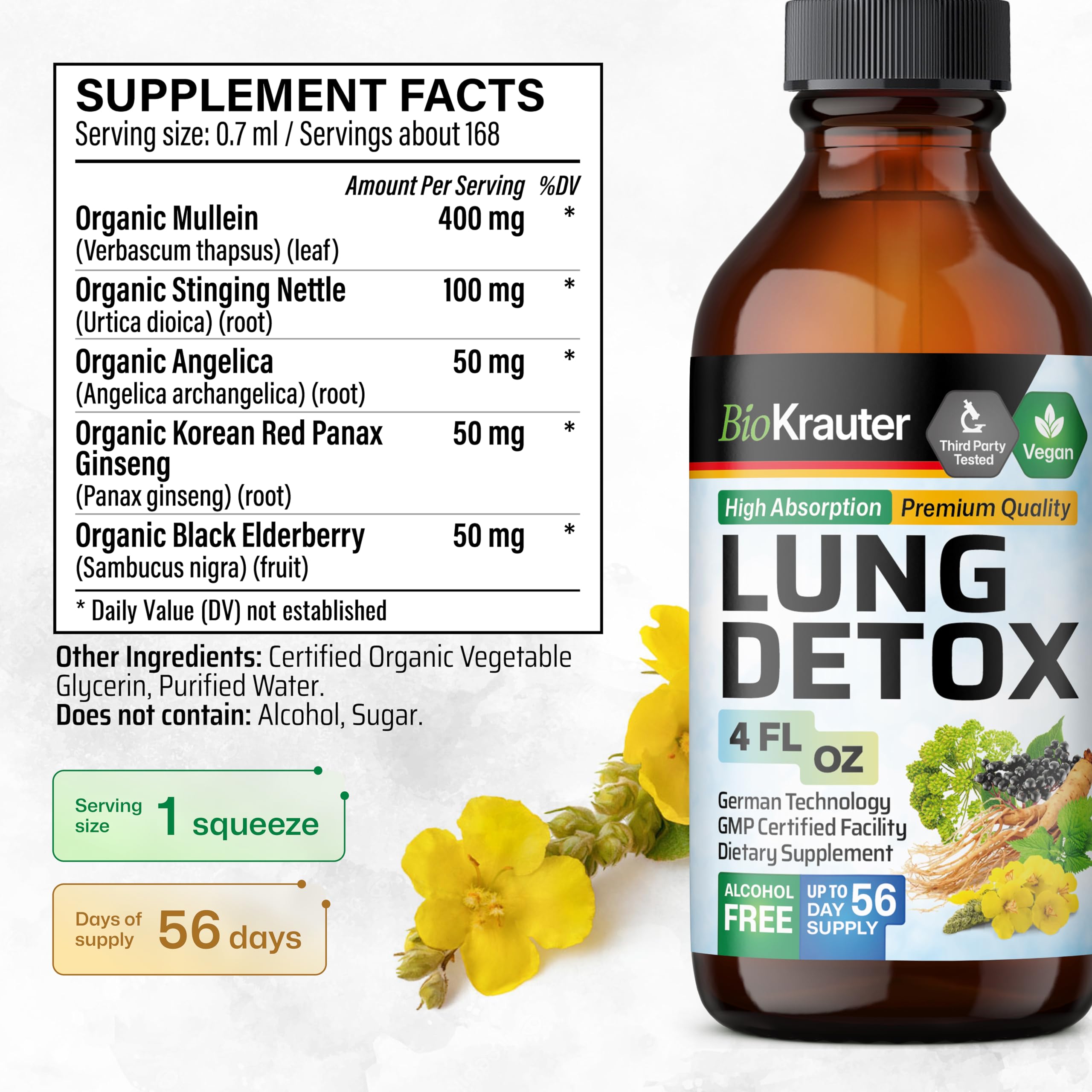BIO KRAUTER Lung Detox Drops dropper being used to measure a dose for daily use.