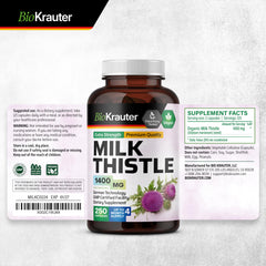 BIO KRAUTER Milk Thistle seeds in natural extraction imagery.
