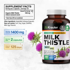 BIO KRAUTER Milk Thistle seeds extract label indicating natural source.