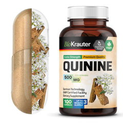 Bio Krauter quinine leg cramps bottle with easy-to-swallow capsules for daily use.