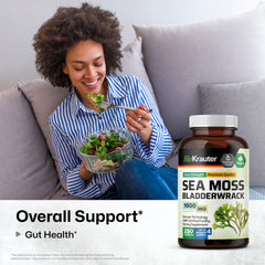 BIO KRAUTER sea moss capsules bottle closeup shows 1600 mg potency.