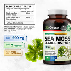 BIO KRAUTER sea moss capsules bottle on table ready for use.