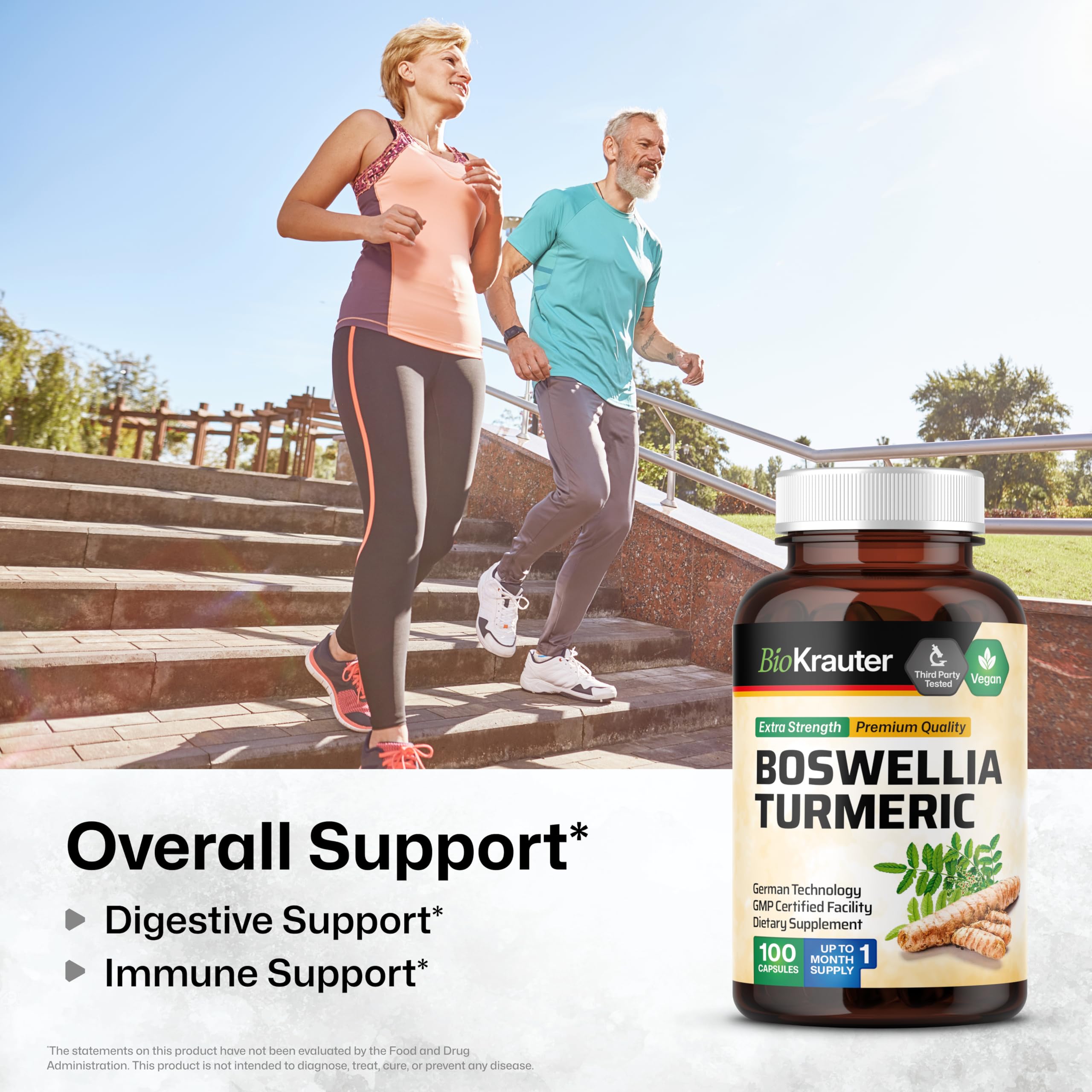 BIO KRAUTER label close-up shows turmeric and boswellia blend