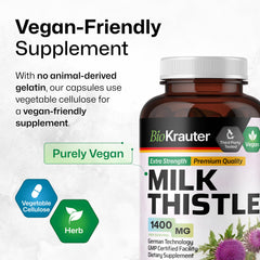 BIO KRAUTER Vegan capsules container highlights non-GMO formula.