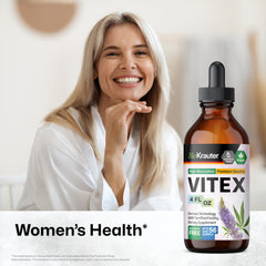 BIO KRAUTER vitex-bottle-label highlights vegan, non-alcohol formula for menopause support