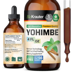 BIO KRAUTER Yohimbe Tincture bottle pour for easy daily dosing