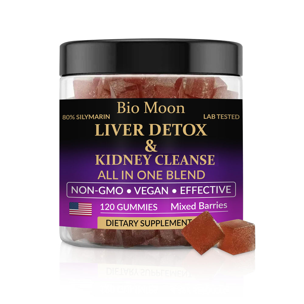 Bio Moon Liver Detox gummies bottle for convenient daily liver and kidney support