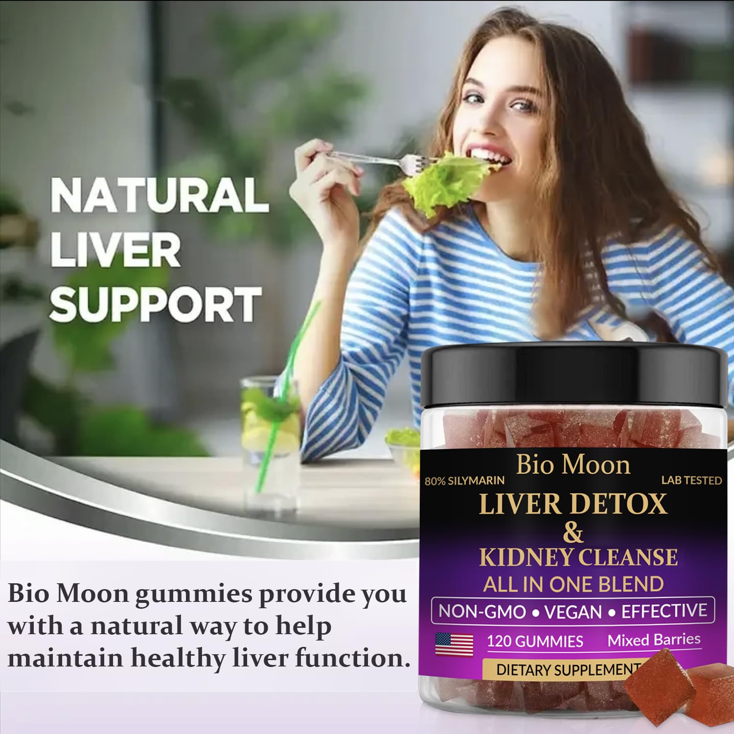 Bio Moon Liver Detox gummies organic astragalus-root highlight kidney-friendly herbal blend
