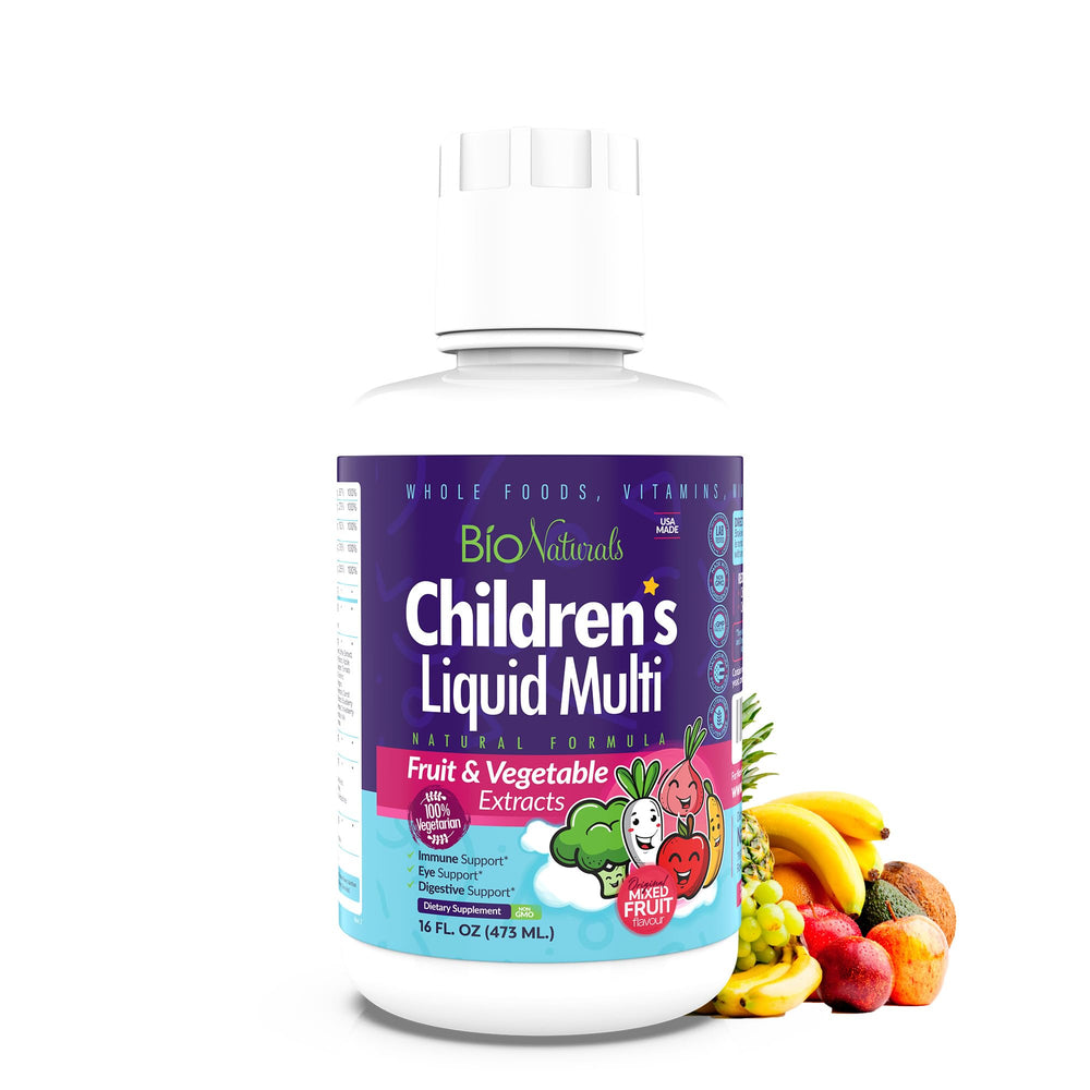 Bio Naturals Children's Liquid Multivitamin bottle ready for daily use.