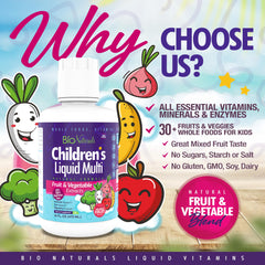 Bio Naturals Fruits and Greens blend supports balanced nutrition for growing children.