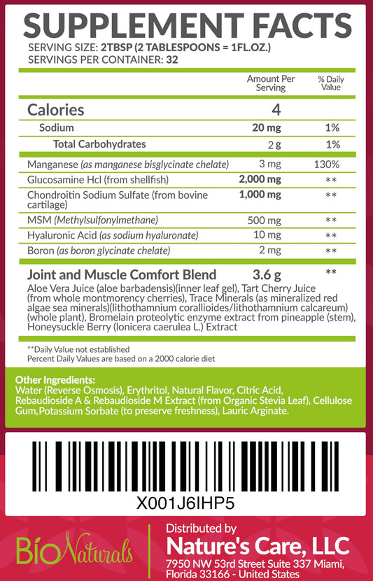 Bio Naturals bottle pour shows easy liquid formula absorbed for mobility.