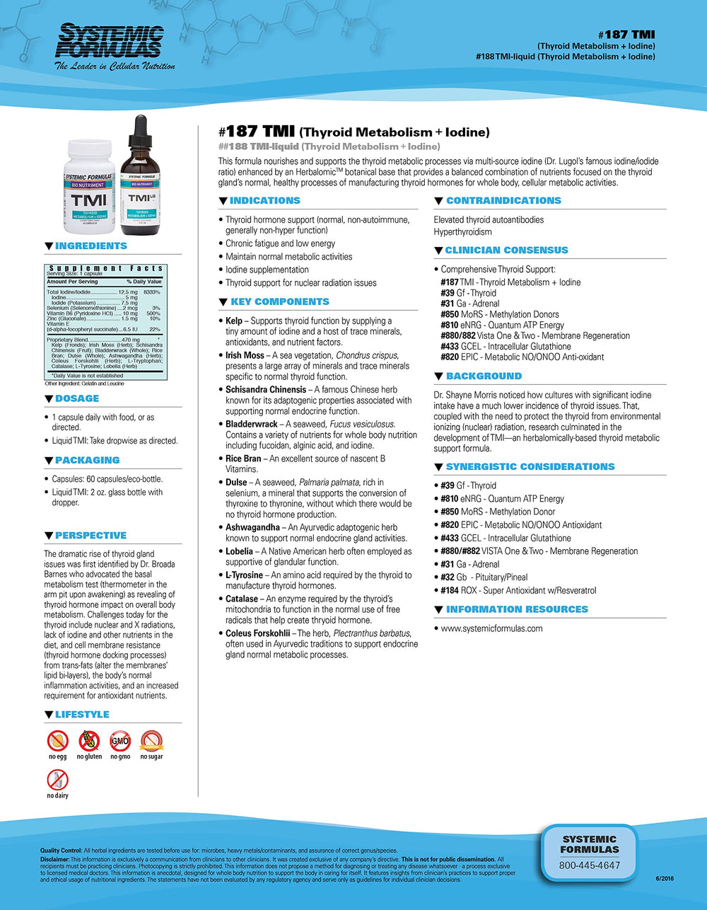 Bio Nutrient Systemic Formulas TMI capsule closeup reveals herbalomic base ingredients.