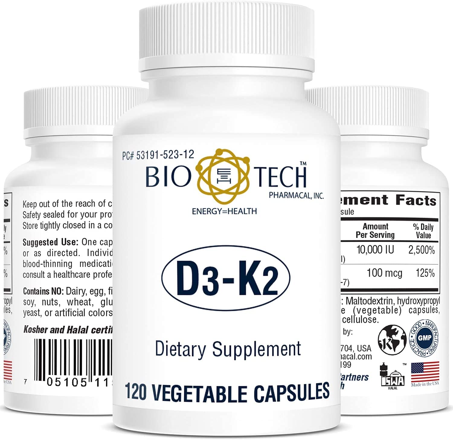 Bio-Tech D3-K2 120 VegCaps daily use image signals a simple regimen for ongoing wellness.