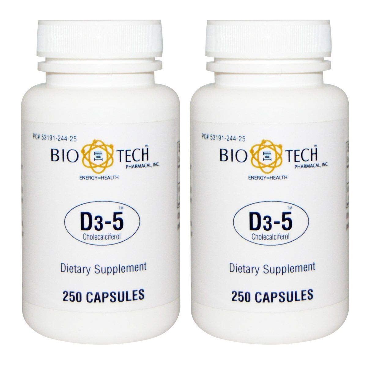 Bio-Tech Pharmacal D3-5 bottle with easy-swallow tablets for daily vitamin D3 support