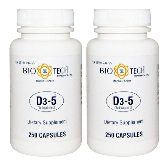 Bio-Tech Pharmacal D3-5 bottle with easy-swallow tablets for daily vitamin D3 support
