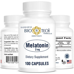 Bio-Tech Pharmacal melatonin capsule closeup highlights easy-to-swallow design