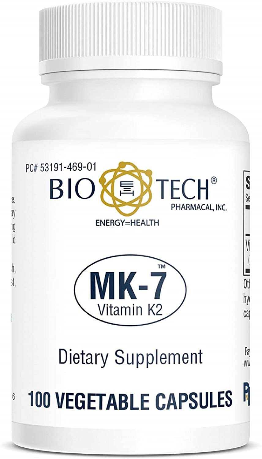 Bio-Tech Pharmacal MK-7 bottle with pour supports easy daily bone and heart health routine