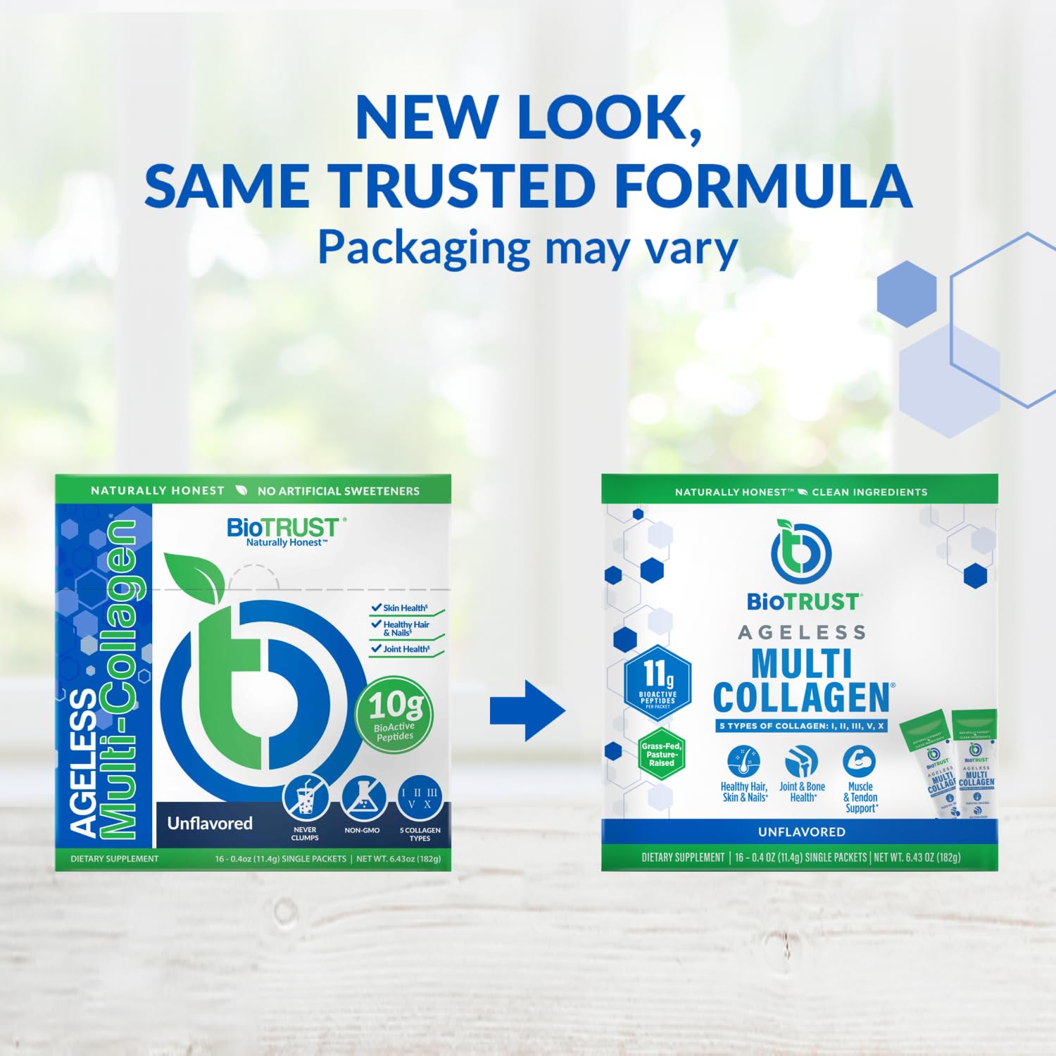 BioTrust Ageless Multi Collagen powder dissolving smoothly in liquid