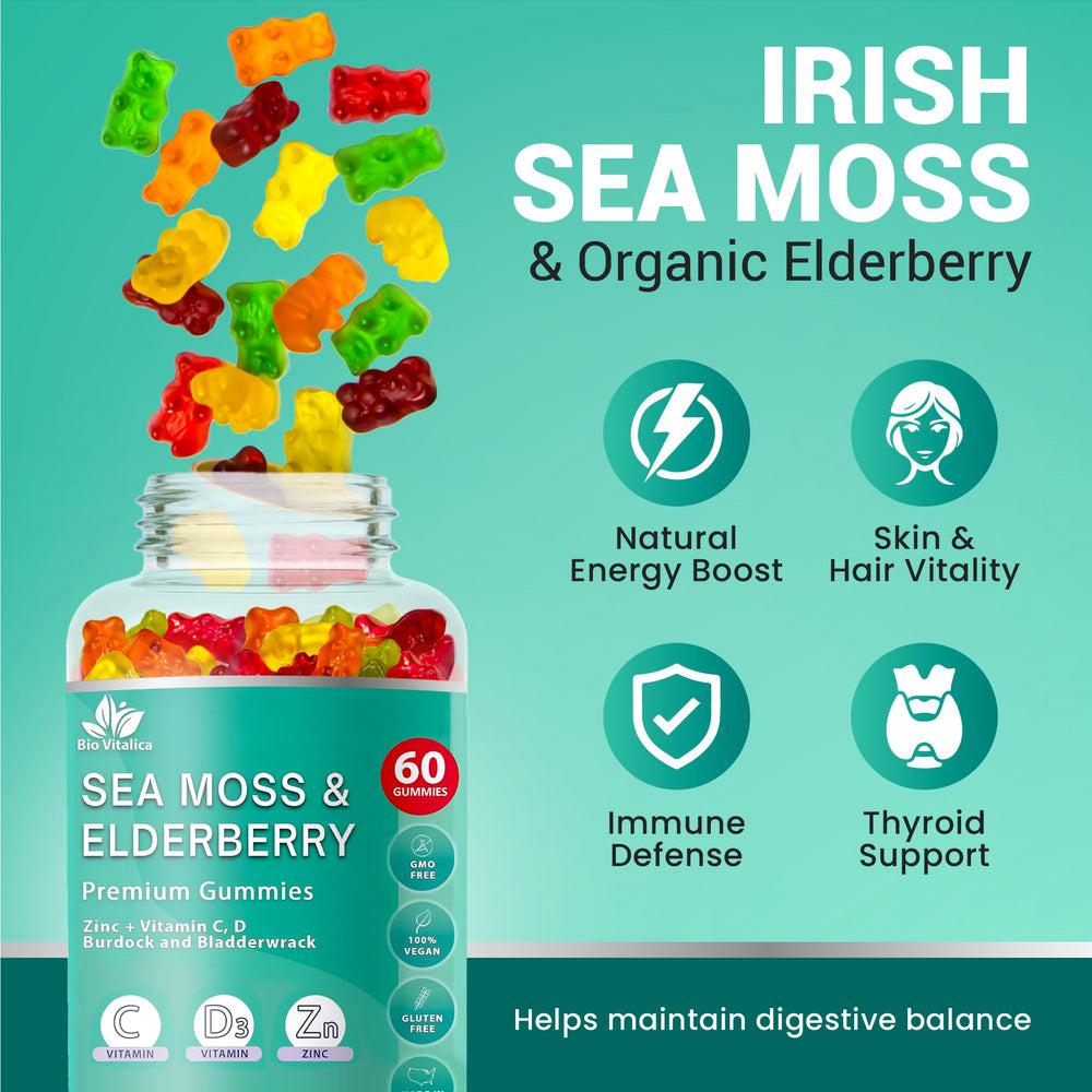 BIO VITALICA ingredients blend of elderberry and sea moss for natural wellness.