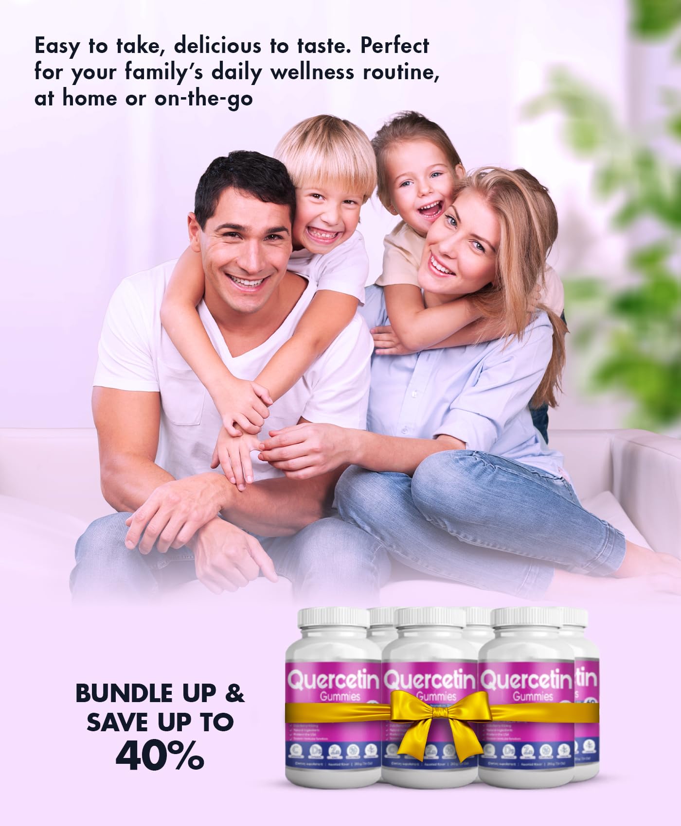 Bio Vitalica Quercetin Gummies ingredients chart communicates natural sources and antioxidant-rich profile.