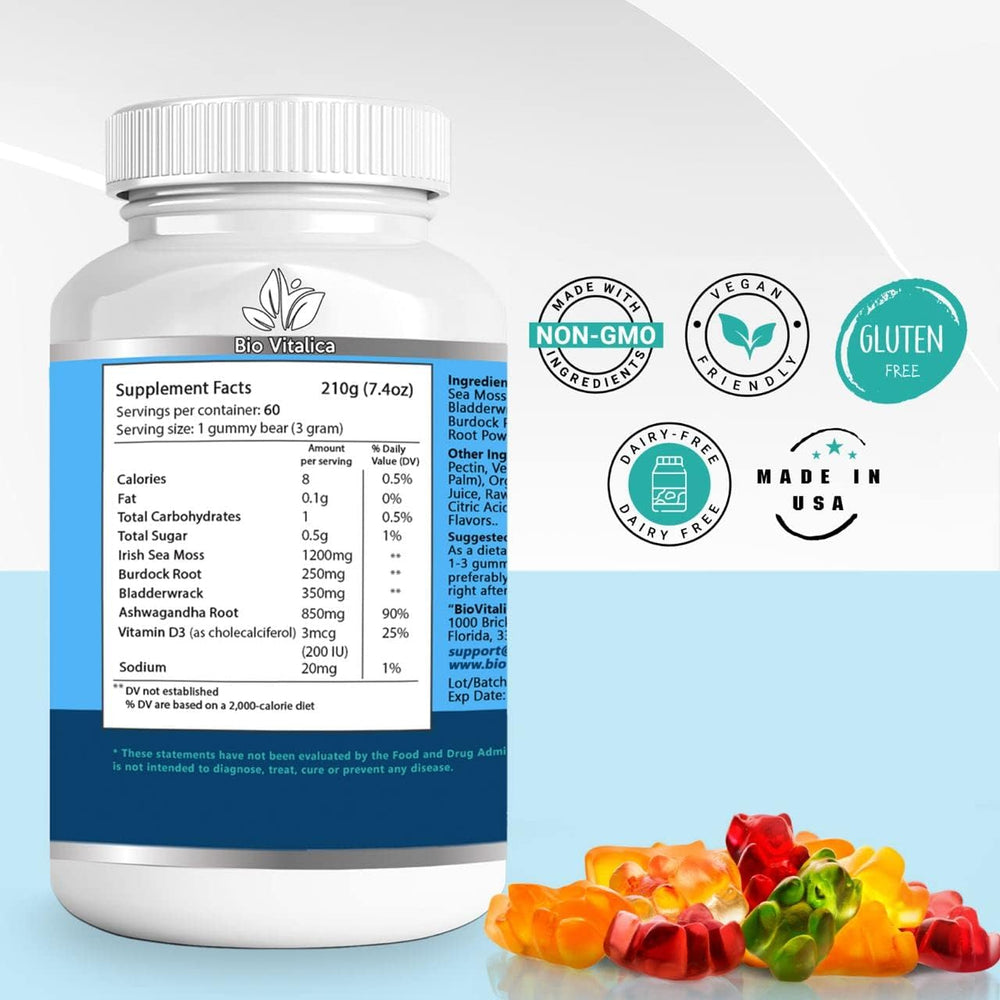 BioVitalica gummies closeup shows fruity flavor and soft texture for daily enjoyment.