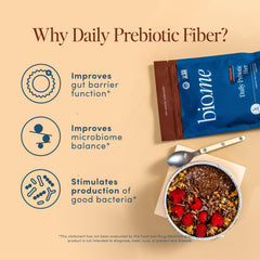 Glass with Bio.me fiber drink demonstrates easy mixing.