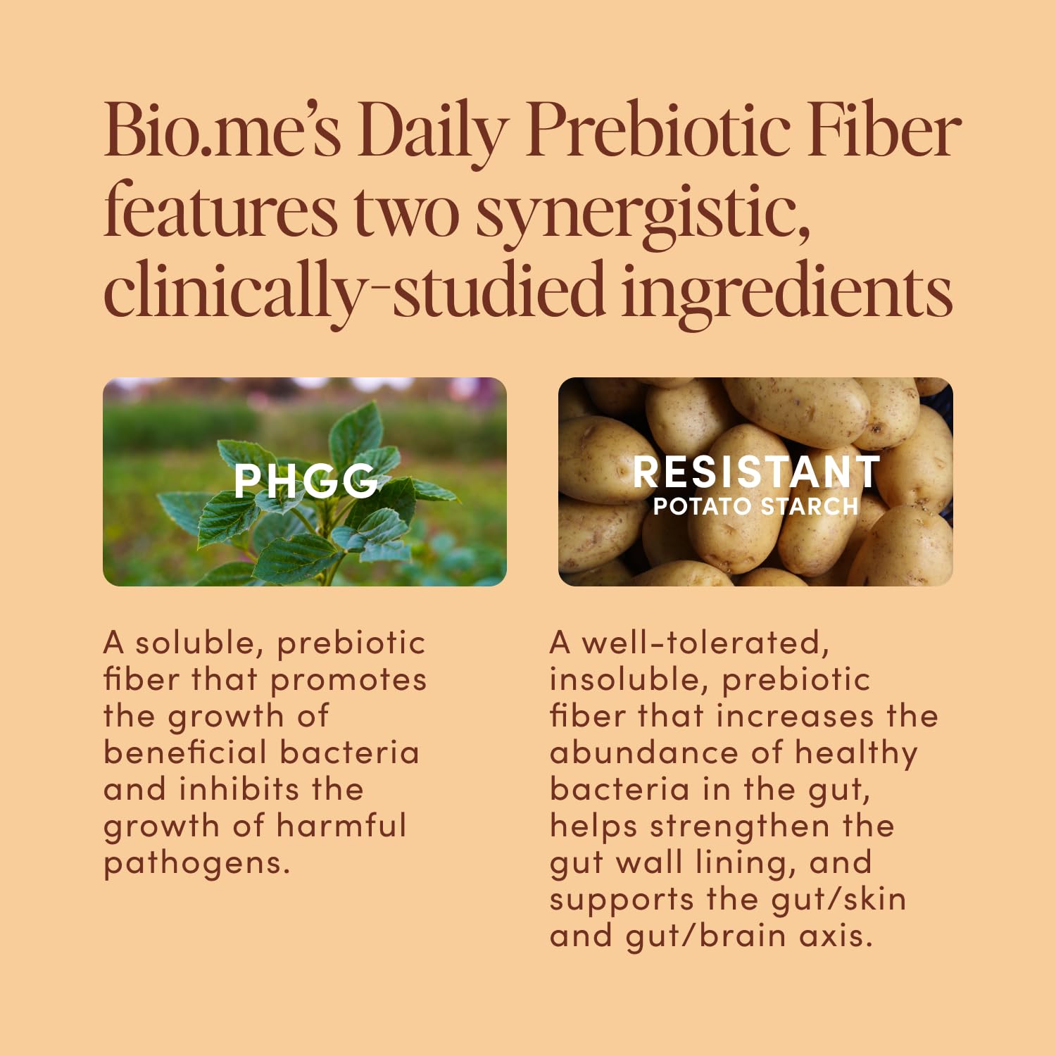 Packaging close-up of Bio.me Daily Prebiotic Fiber showing premium labeling.