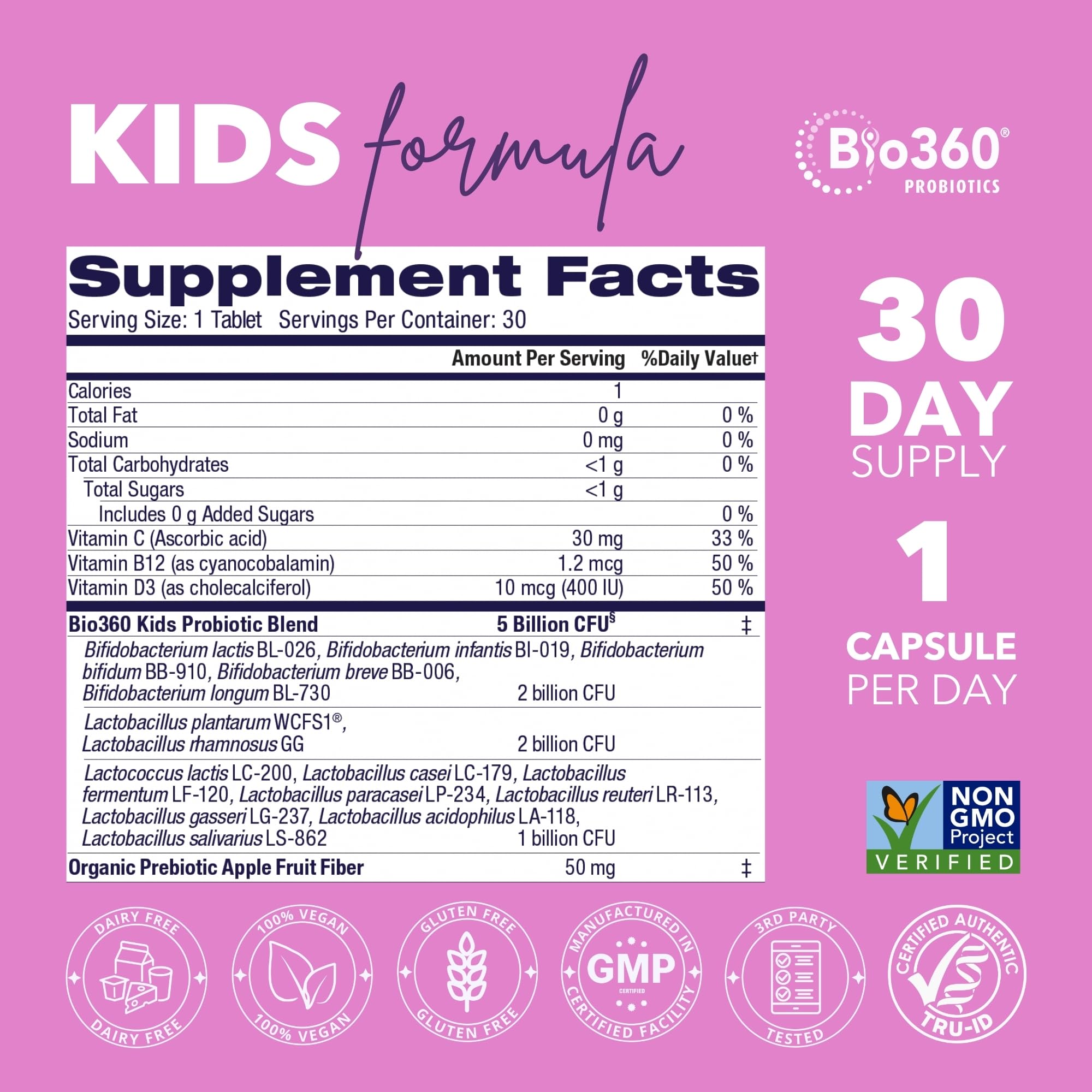Bio360 Organic Apple Fiber prebiotic supports smooth digestion in kids