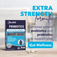 Bio360 organic prebiotic-fiber blend icon representing nourishment for gut bacteria.