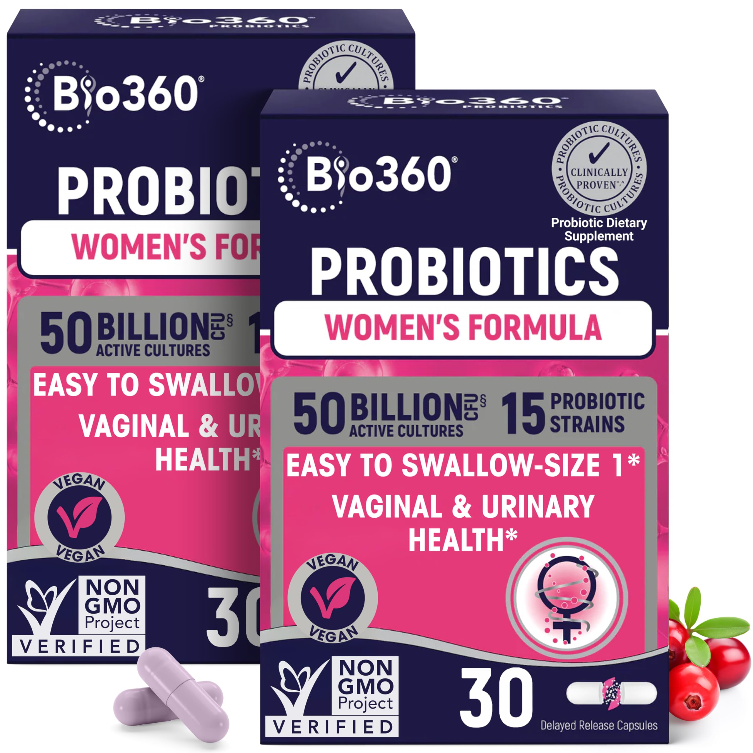 Bio360 Probiotics for Women bottle promoting vaginal health and daily balance
