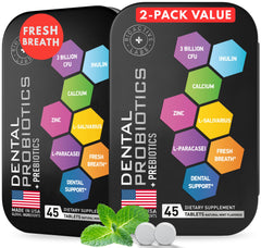 BIOACTIVE LABS dental probiotics mint tablets in bottle for fresh breath