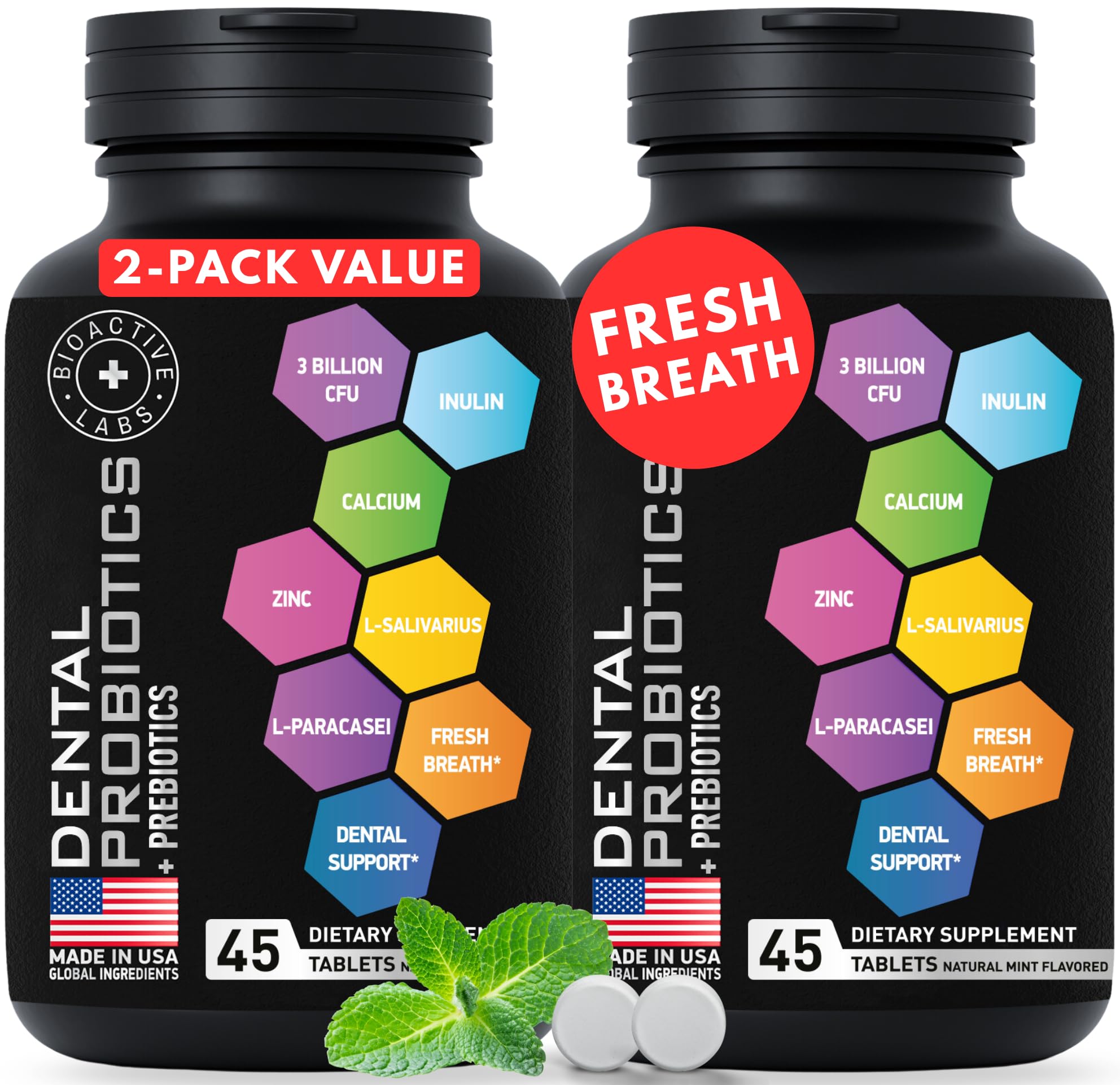 BIOACTIVE LABS dental probiotics packaging for teeth and gums.