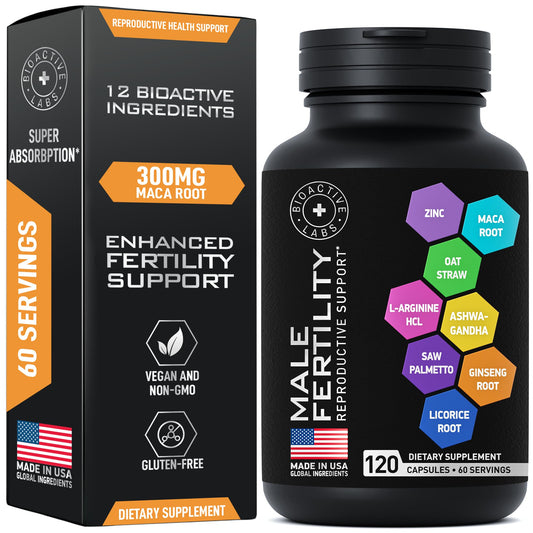 BIOACTIVE LABS fertility for men bottle with capsules for daily vitality